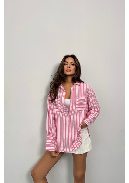 Çizgili Gömlek - Pembe