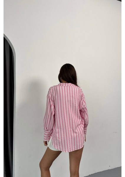 Çizgili Gömlek - Pembe