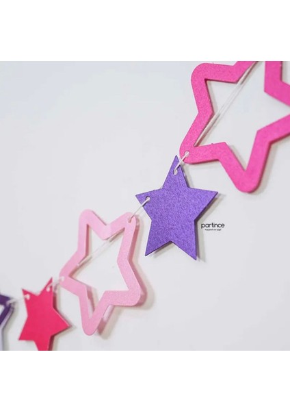 Büyük Yıldızlar Mor Fuşya ve Pembe Doğum Günü Süsü Banner