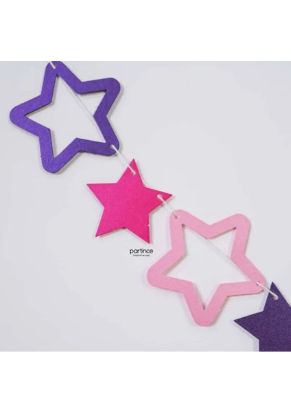 Büyük Yıldızlar Mor Fuşya ve Pembe Doğum Günü Süsü Banner fiyatları