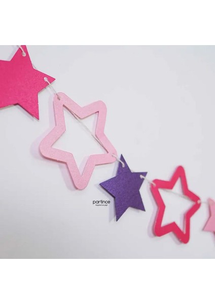 Büyük Yıldızlar Mor Fuşya ve Pembe Doğum Günü Süsü Banner modelleri