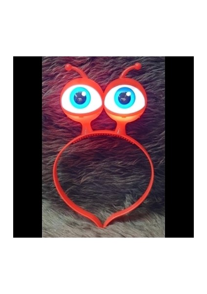 LED Işıklı &amp; Pilli Uzaylı Göz Parti Tacı Kırmızı Renk