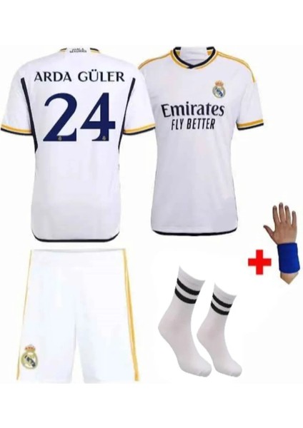 Real Madrid 2023/24 SEZON24 Numara Arda Güler Çocuk Forma Takımı 4'lü Set Çorap+Bileklik Hediyeli modelleri