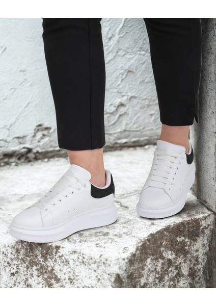 Beyaz Siyah Spor Ayakkabı Sneaker