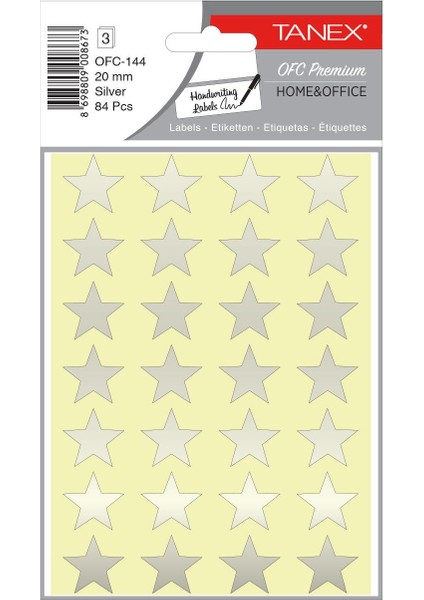 OFC-144 Silver Yıldız Etiketi 20MM 84 Lü Paket