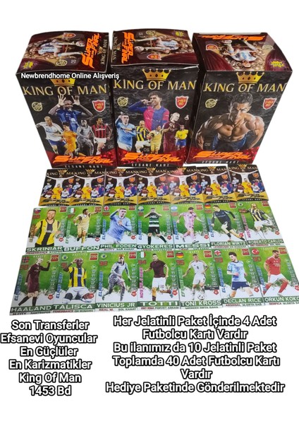 KingOfMan Süper Final 10 jelatinli Poşet 40 Adet Kart vardır 1453 Bd Futbolcu Kartları Oyun Kağıtları