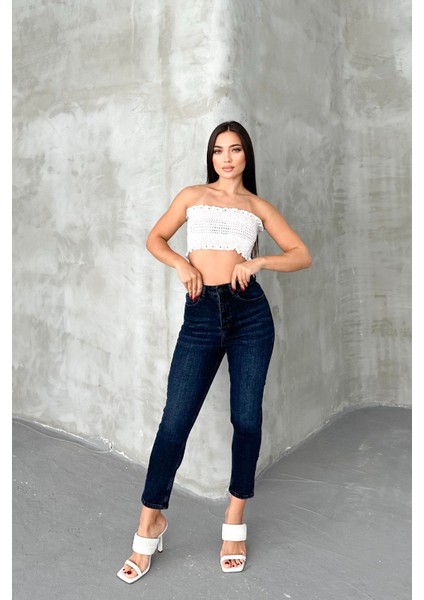 Blue Black Kadın Likralı Boyfriend Jean Yüksek Bel Esnek Kot Pantolon MABEL-2021