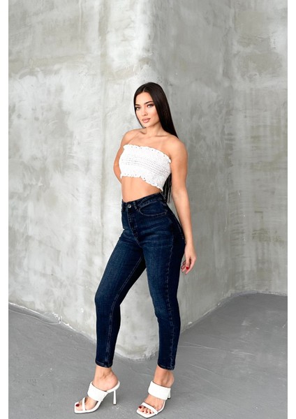 Blue Black Kadın Likralı Boyfriend Jean Yüksek Bel Esnek Kot Pantolon MABEL-2021