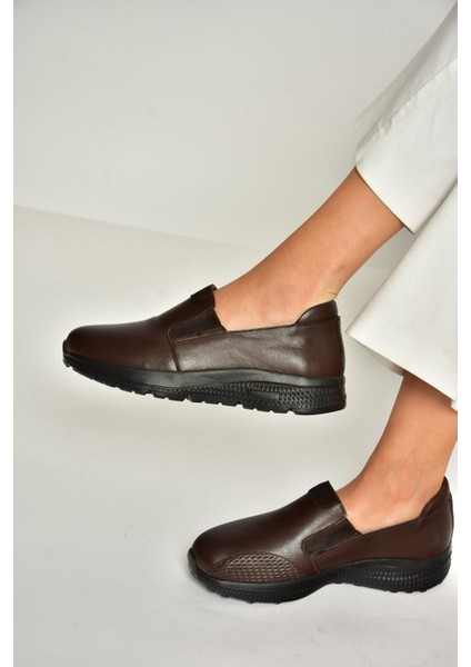 T555082003 Kahverengi Hakiki Deri Comfort Ortopedik Taban Kadın Ayakkabı fiyatları