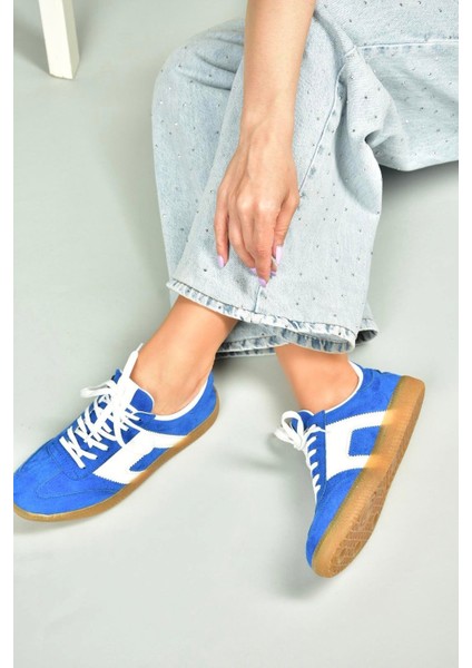 U652857302 Saks Mavi Süet Kadın Spor Ayakkabı Sneakers