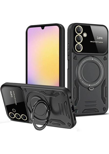 Samsung Galaxy S25 Plus Kılıf Joy Lens Standlı Kapak - Siyah Zrnet