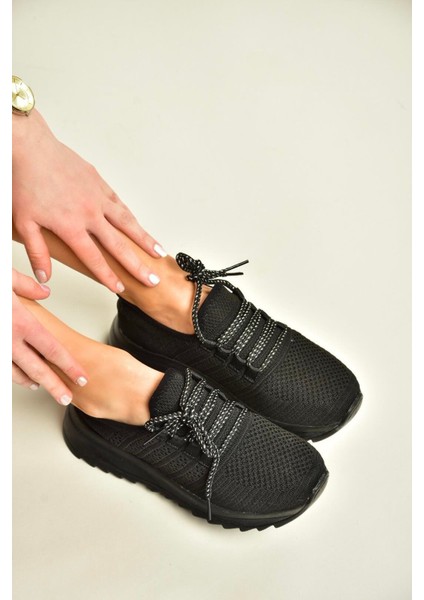 U702101204 Siyah/siyah Kumaş Spor Ayakkabı Sneakers