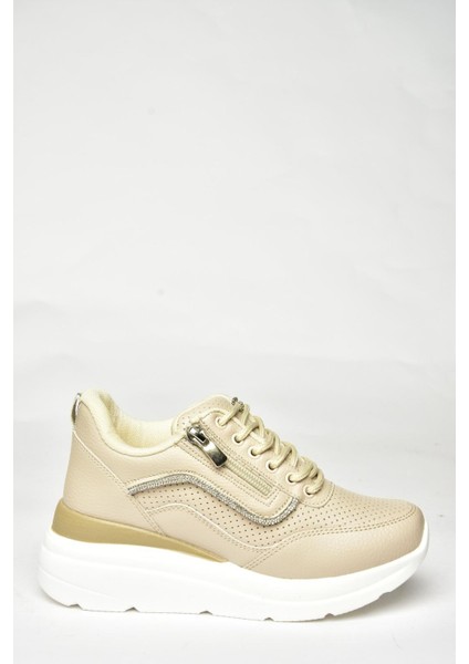 U702020709 Bej Kalın Tabanlı Spor Ayakkabı Sneakers