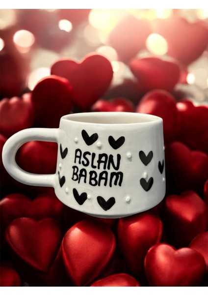 El Yapımı Aslan Babam Yazılı Seramik Kupa Bardak