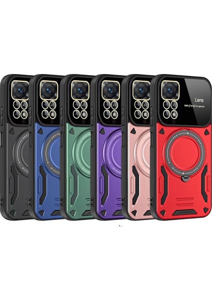 Xiaomi Redmi Note 11 Pro Kılıf Joy Lens Standlı Kapak - Koyu Yeşil Zrnet