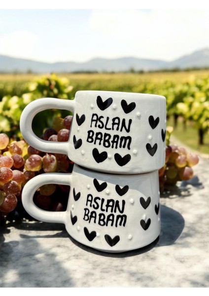 El Yapımı Aslan Babam Yazılı 2'li Seramik Kupa Bardak fiyatları