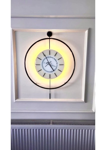 Siyah Love Time-- Pilli LED - Modern Metal Camlı Duvar Saati modelleri