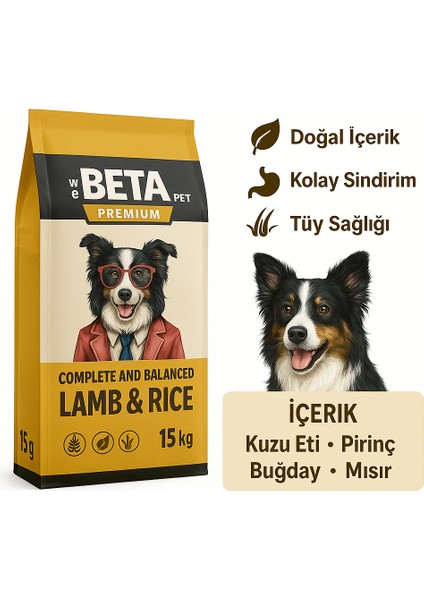 Beta Premium Köpek Maması Kuzu ve Pirinç 15KG Kaliteli Mama fırsatları