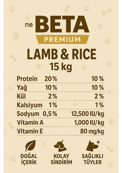 Beta Premium Köpek Maması Kuzu ve Pirinç 15KG Kaliteli Mama indirimleri