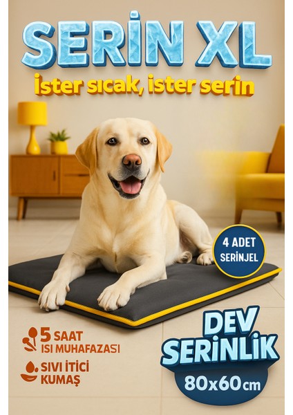 Serin (80X60cm) - 4 Mevsim Kedi/ Köpek Matı, Sıcak Veya Soğuk Kullanılabilen Minder Yatak