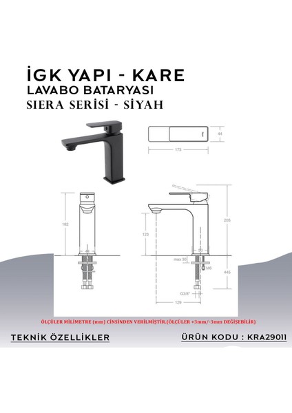 Igk Yapı – Kare KRA29011 Siera Lavabo Bataryası