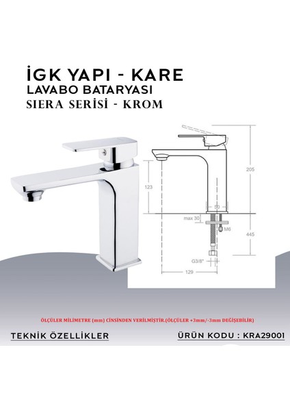 Igk Yapı – Kare KRA29001 Siera Lavabo Bataryası