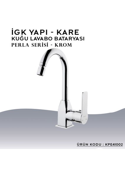 Igk Yapı – Kare KPE41002 Perla Kuğu Lavabo Bataryası