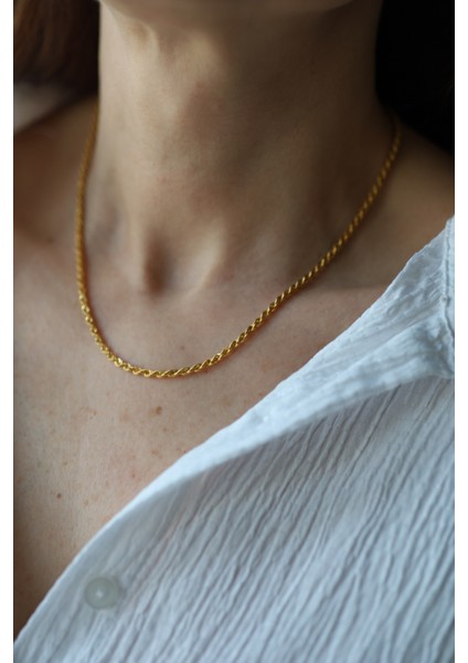 14 Ayar Altın Halat Burgu Zincir Kolye 3 mm fiyatları