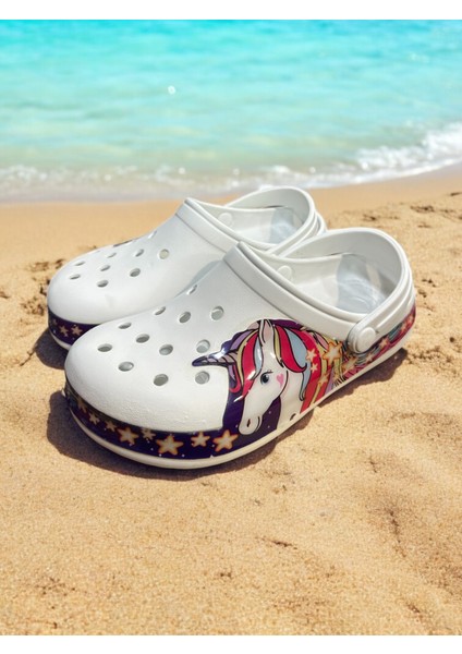 Çocuk Unicorn Desenli Kaydırmaz Taban Günlük Havuz Plaj Okul Kız Çocuk Terlik modelleri