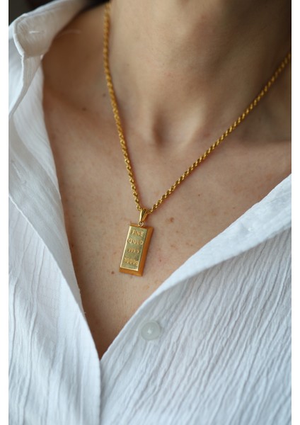 14 Ayar Altın Külçe Altın Kolye Ucu