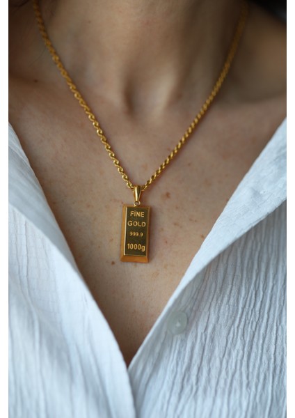 14 Ayar Altın Külçe Altın Kolye Ucu fırsatları