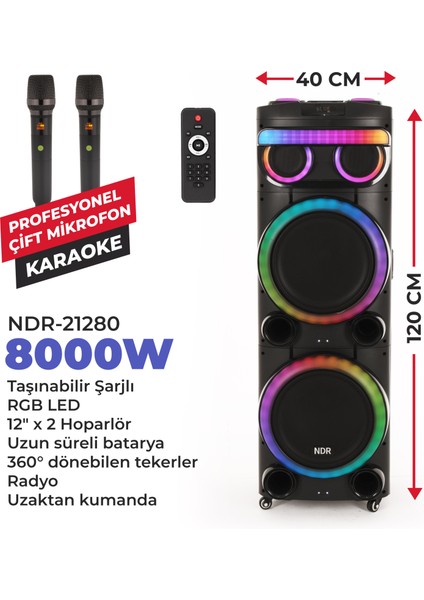 -21280 Karaoke Parti Hoparlörü - 8000W Güç!
