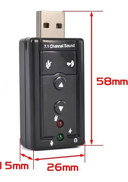 7.1 USB Harici Ses Kartı – Sanal Surround, Mikrofon & Kulaklık Girişi, Tak-Çalıştır, Pc & Laptop Uyumlu