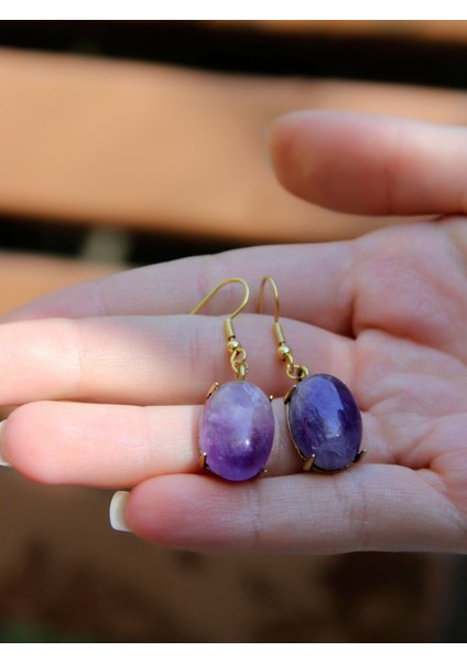 Doğal Taş Ametist Doğal Taşlı Sallantılı Küpe EUKU22AMT modelleri