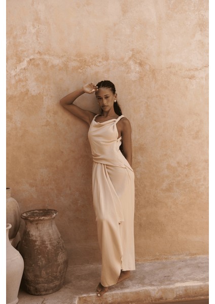 Zimbabue Uzun Sarı Keten Elbise modelleri