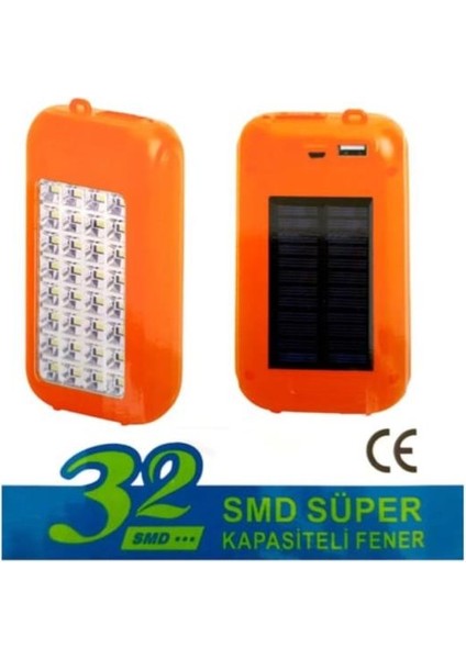 Güneş Enerjili Power Bank Özellikli LED Işıldak El Feneri