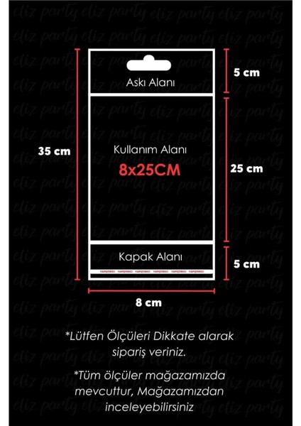 8X35CM Askılı Bantlı Jelatin Opp Poşet Kurabiye Aksesuar Hediye Paketleme Raf Poşeti 100 Adet
