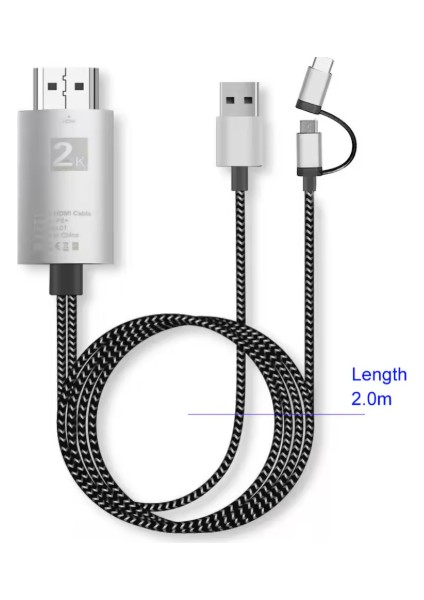 HDMI Hd Tv Kablo Dönüştücü Type-C Micro Adaptör