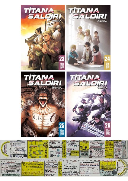 Titana Saldırı 23-24-25-26. Ciltler Manga Seti + Mat. Öğreten Cetvel