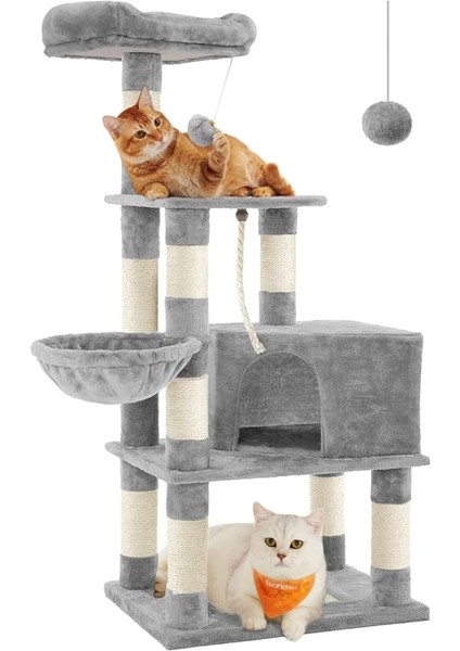 Feandrea Tırmalama Ağacı, Büyük, 138 cm Yüksekliğinde, Kedi Ağacı, Tırmalama Tahtası ve 9 Tırmalama Direği, Platform, Mağa...