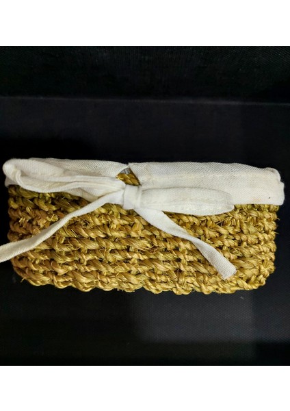 Hasır Kumaşlı Sepet Oval 15 x 9 cm Yükseklik 5 cm Hediyelik Çevre Dostu 1 Adet