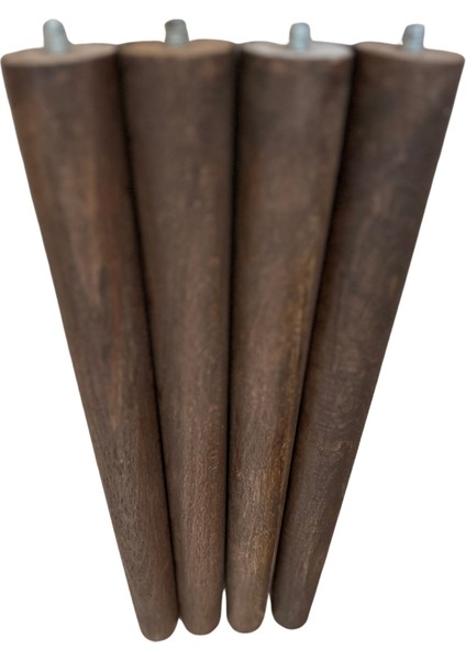 38 cm Koyu Meşe Konik Ahşap Mobilya Ayağı – 4’lü Set | Masa, Tabure, Sehpa Uyumlu | Aparat ve Vidalar Dahil