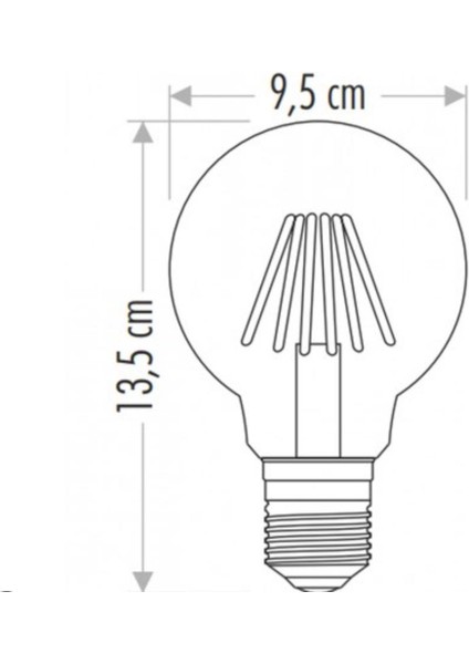 , 6 W G 95 Şeffaf Rustik Model LED Ampül, 6500 K (Beyaz Işık)