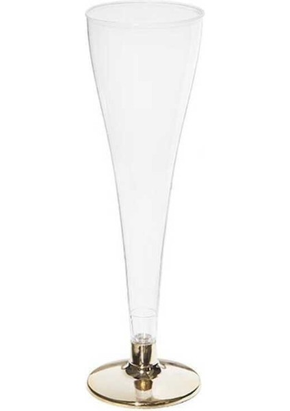 Şampanya Bardağı Metalize Altın Ayaklı 120 ml - 6 Adet