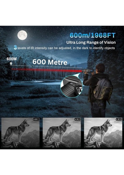 Termal Gece Görüş Dürbünü (4k Gece/gündüz Görüşü, 600 Metre Gece Menzili, 5000MAH Pil)