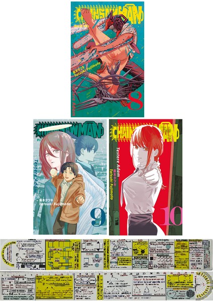 Chainsaw Man 8-9-10. Ciltler Manga Seti + Mat. Öğreten Cetvel