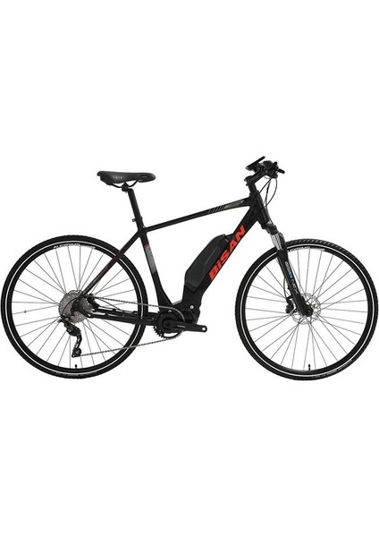 E-Trekkıng Elektrikli Erkek Şehir Bisikleti 48CM Hd 28 Jant 10 Vites Mat Siyah Kırmızı