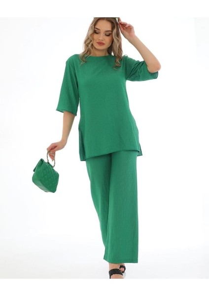 Bürümcük Kumaş Kısa Kollu Yırtmaçlı Fitilli Rahat Kalıp Ikili Alt-Üst Takım fiyatları