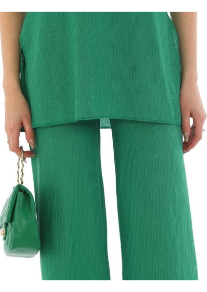 Bürümcük Kumaş Kısa Kollu Yırtmaçlı Fitilli Rahat Kalıp Ikili Alt-Üst Takım modelleri