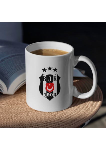 Kupa Bardak - Beşiktaş Arması Desenli Kupa Bardak - Hediyelik Kupa Bardak